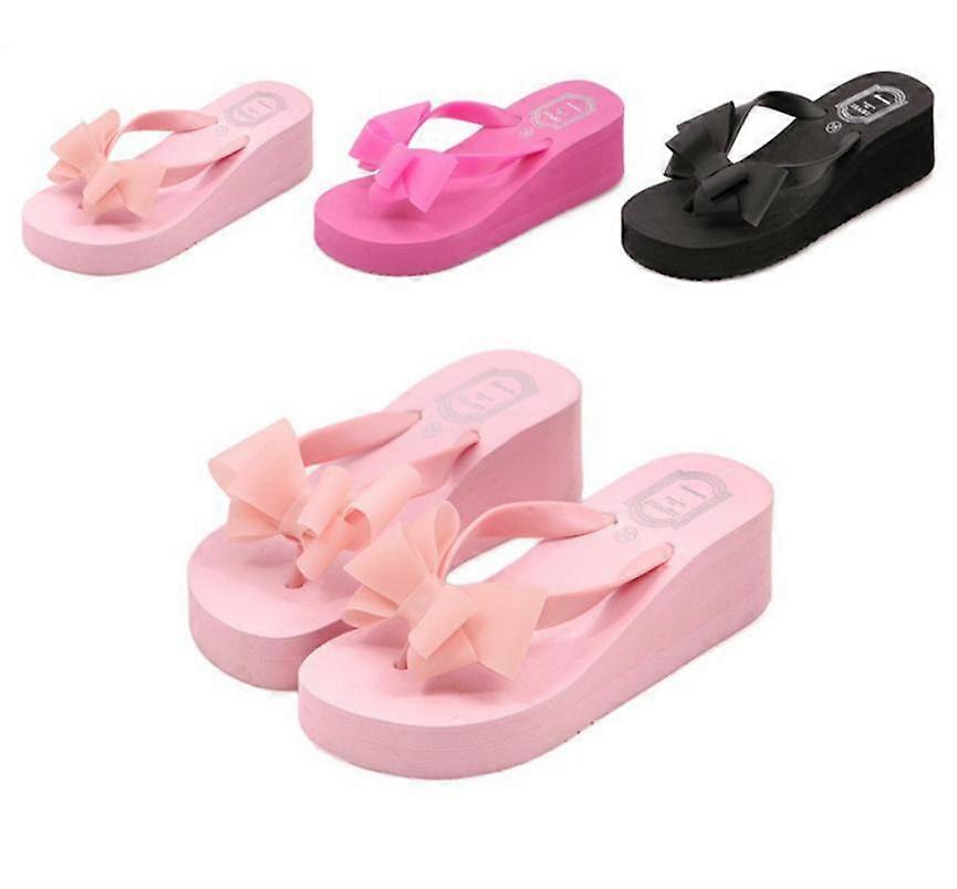 Bowknot Flip-flops Summer Women's Thick Soled Anti-skid Beach Shoes