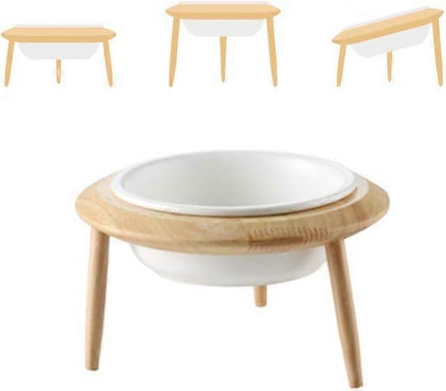 HCHLQLZ Glass Adjustable Elevated Raised Pet Bowl with Wood Stand for Cats and Dogs No Spill Pet Food Water Feeder (3 installation methods for differ