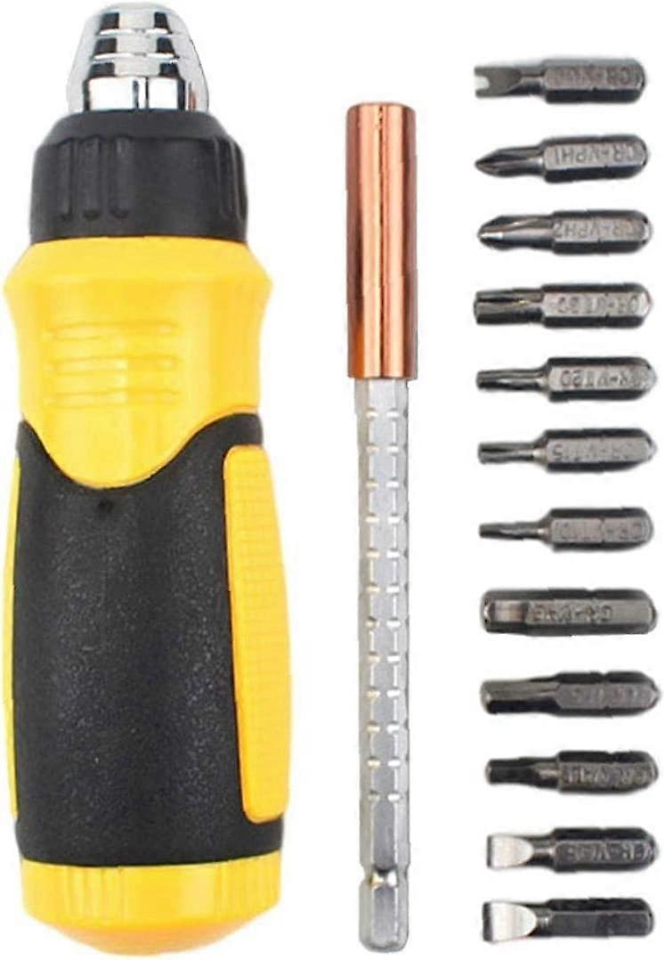 Ratchet Screwdriver Bit Set, With 180 Degree Extension Shank 14 Piece Rotating Bits Tool