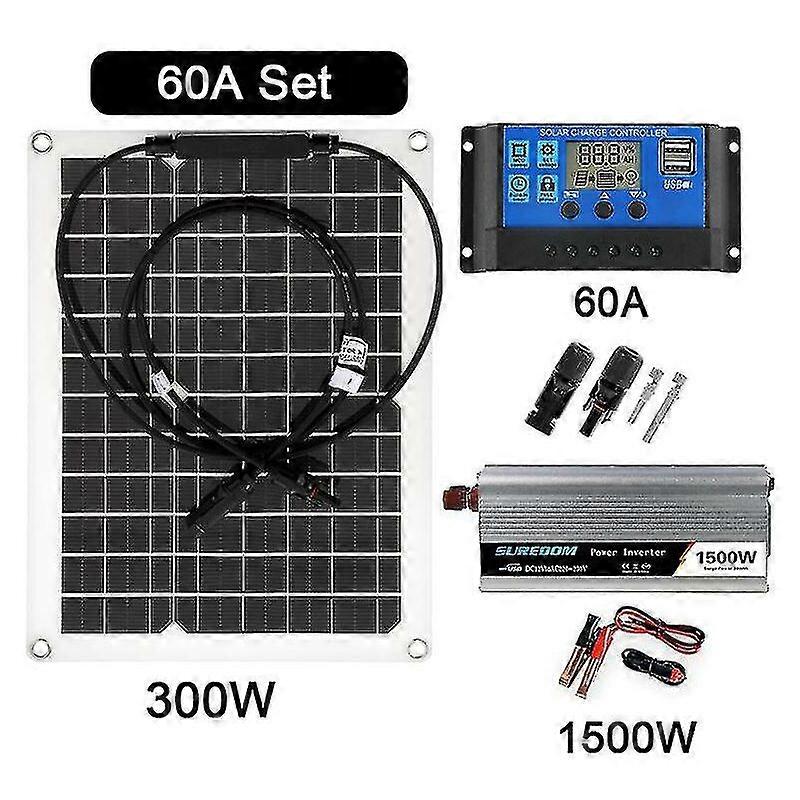 Solar Panels Solar Power System Kit 300w Solar Panel with 10-60a Controller Solar Inverter