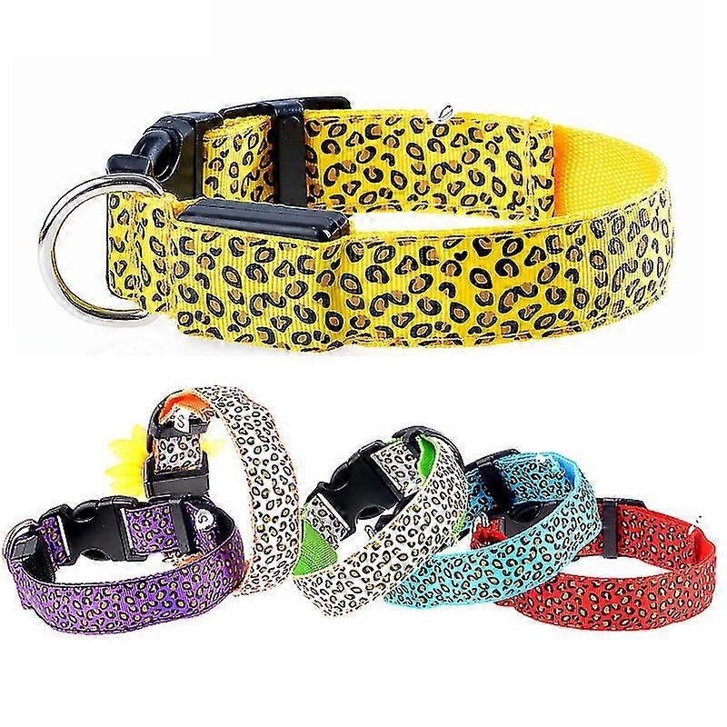 Collier lumineux à LED pour chien, motif léopard, clignotant, pour la sécurité nocturne, réglable
