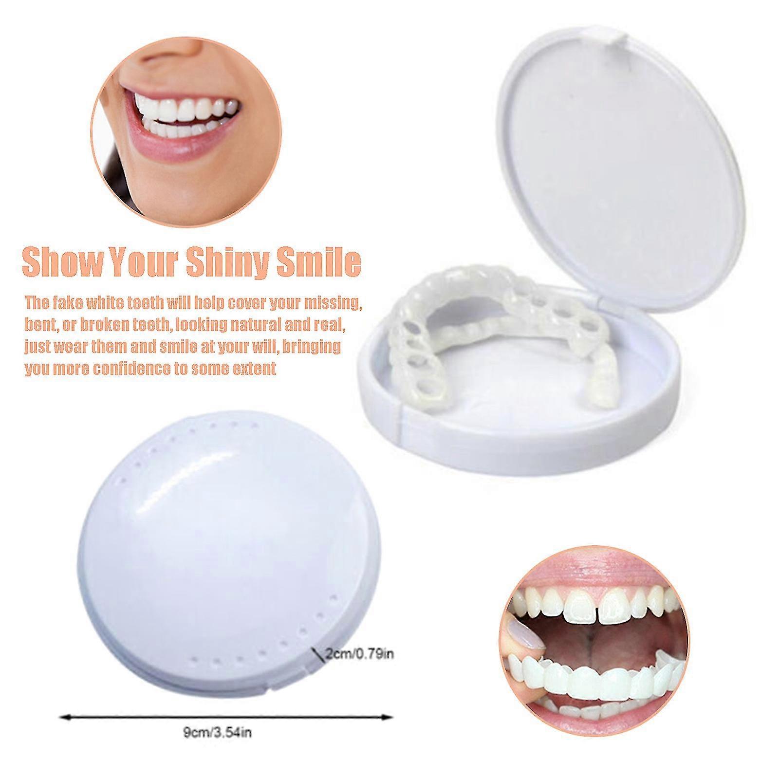 Snap On False Teeth Upper & Lower Dental Veneers Dentures Tooth Cover Set