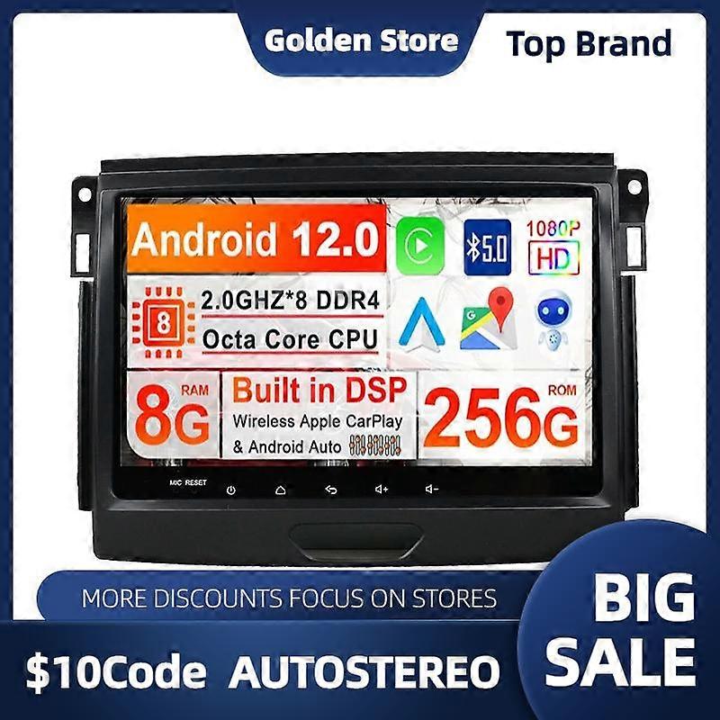 For Ford Ranger 2016-2021 Everest Android 12.0 4+128GB Car DVD Player Car GPS Navigation Auto Stereo Head Unit Multimedia Player
