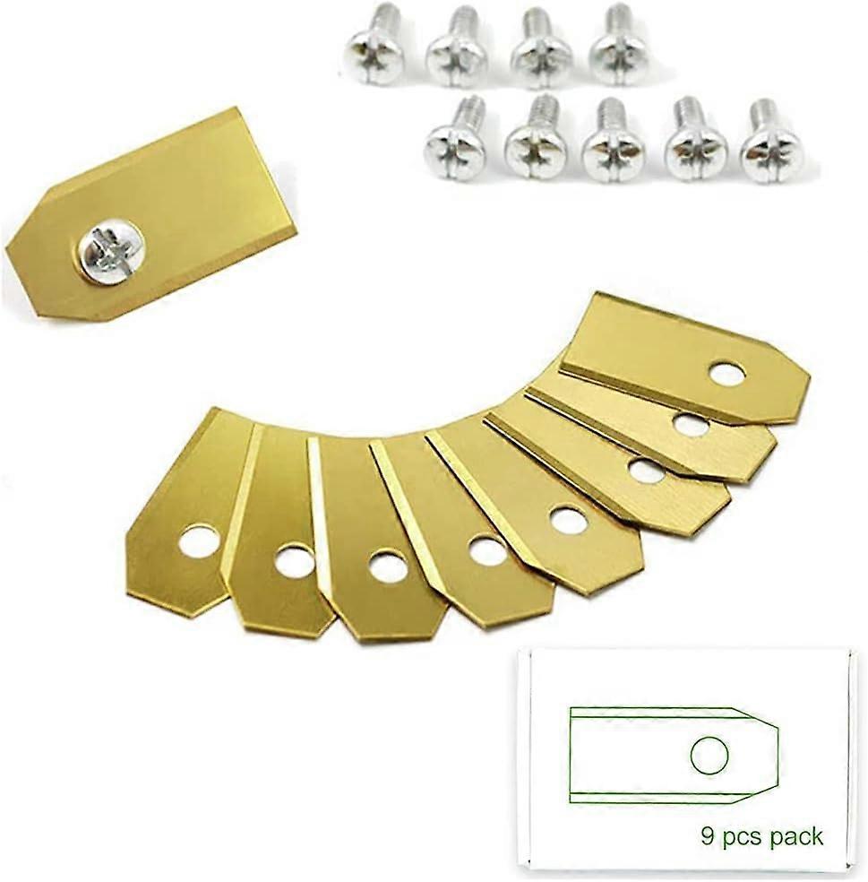 Replacement Mower Blades Compatible with All Husqvarna Automower/Gardena Robotic Lawnmowers (35x18x0.75mm) (9PCS, Gold)