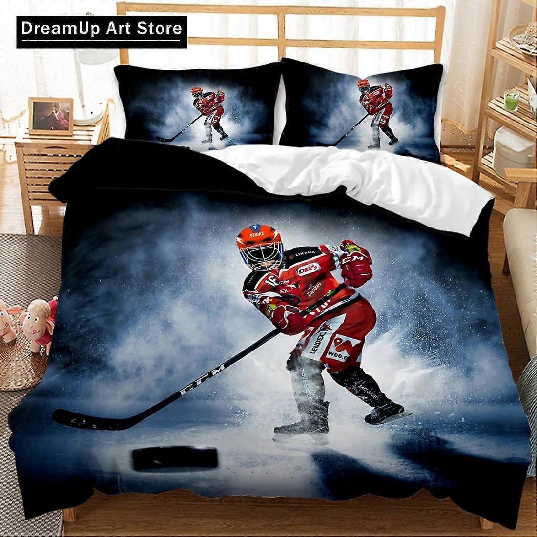 a3110 Lakanat Jääkiekko Urheiluvuodevaatteet Pussilakana Vuodesetti Peitto Pojat Aikuisten koti Tekstiili3-osainen vuodevaatteet (1 pussilakana + 2 tyynyä