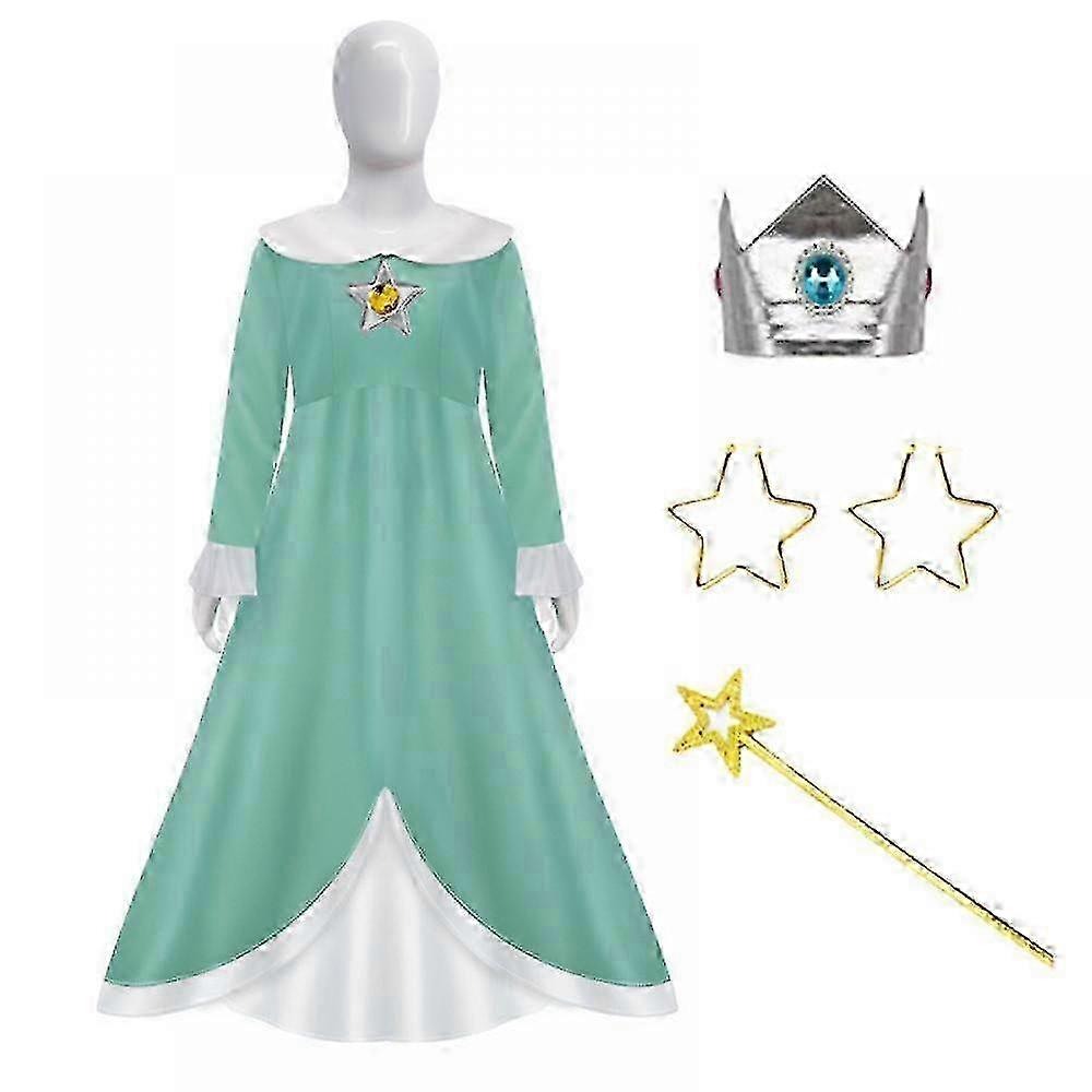 プリンセスピーチコスチューム、ピーチデイジーロザリーナは、アクセサリーと女の子のコスプレ衣装のためにドレスアップ