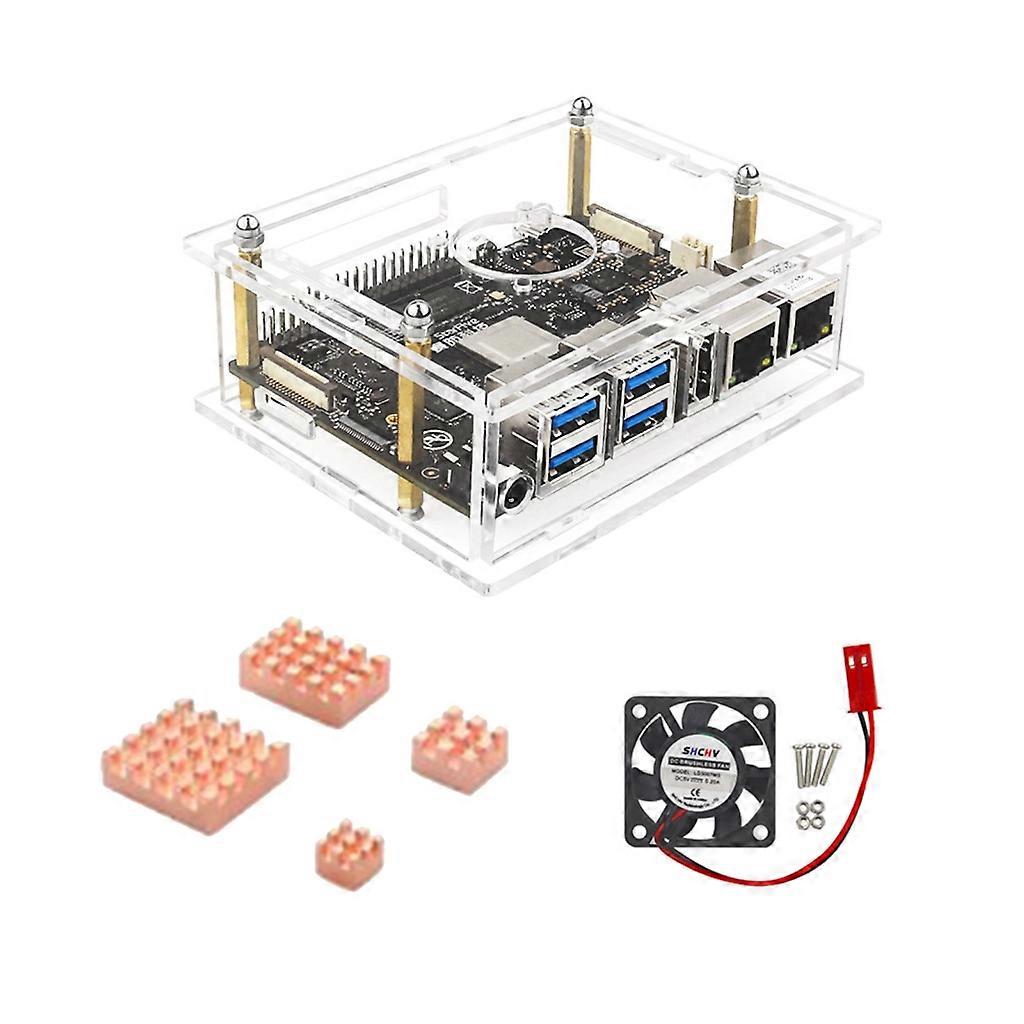 for VisionFive2 RISC-V Board Acrylic Case Shell +Cooling Fan Copper Heatsinks