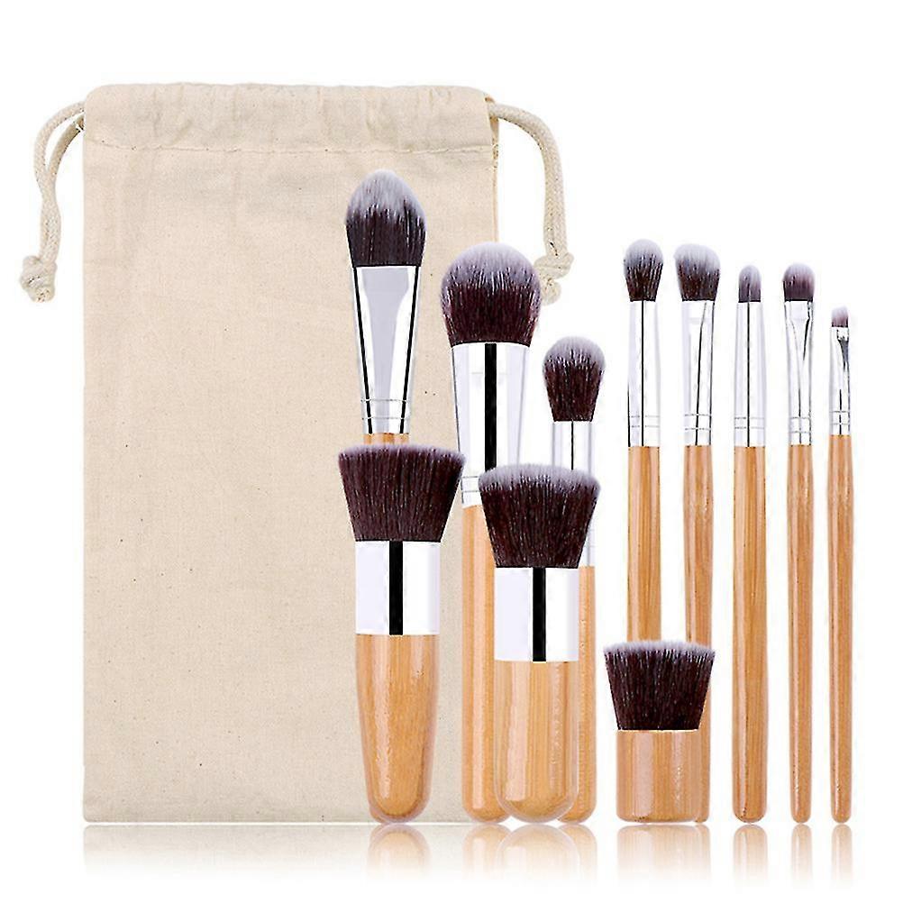 Professionell 11st Bambu Handtag Sminkborste Set
