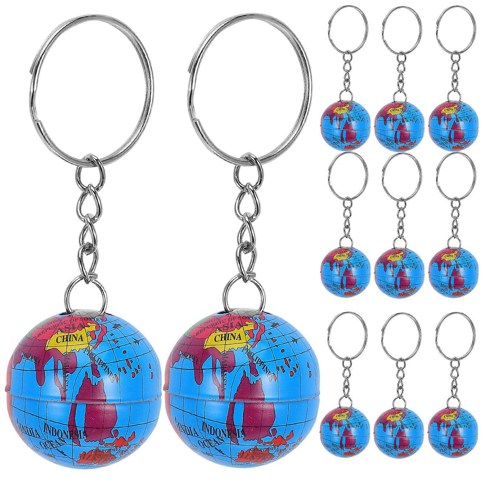 12pcs Globe Design Keychains Creative Key Rings Tellurion Pendant Key Holder Craft Ornaments for Car Key Bag Decor