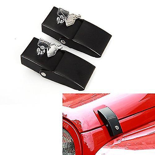 JeCar Black Steel Hood Latches For Jeep Wrangler JK JL JT - Locking Anti-Flutter Latches