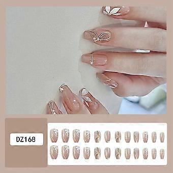 Linee di glitter perlata Superficie luminosa Unghie finte Ultra-flessibile di lunga durata Unghie finte Modello di colla gelatinosa