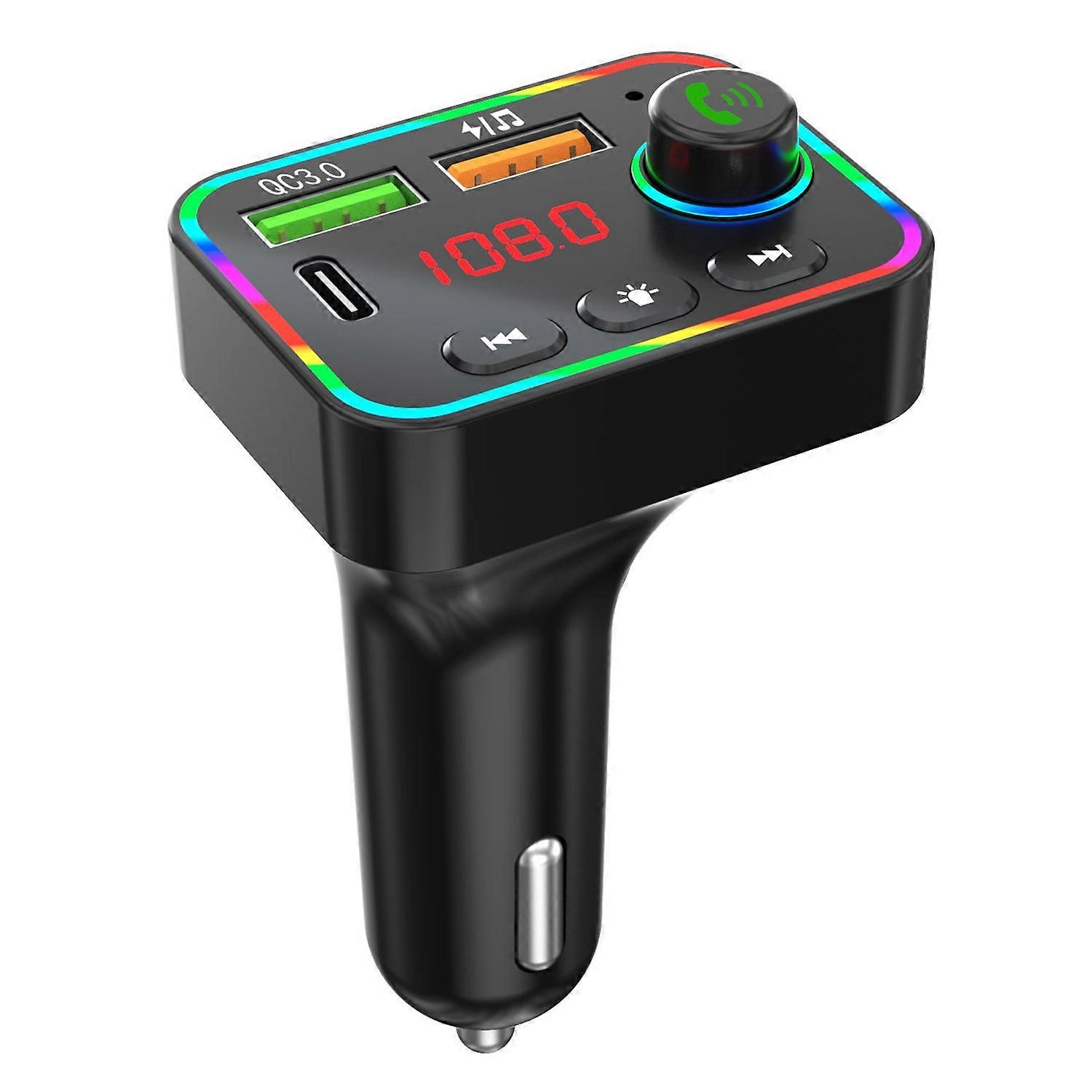 Type A PDF4 Bluetooth 5.3 FM Transmitter 7-Color Led Lights MP3 Player PD 25W Fast Car Charger