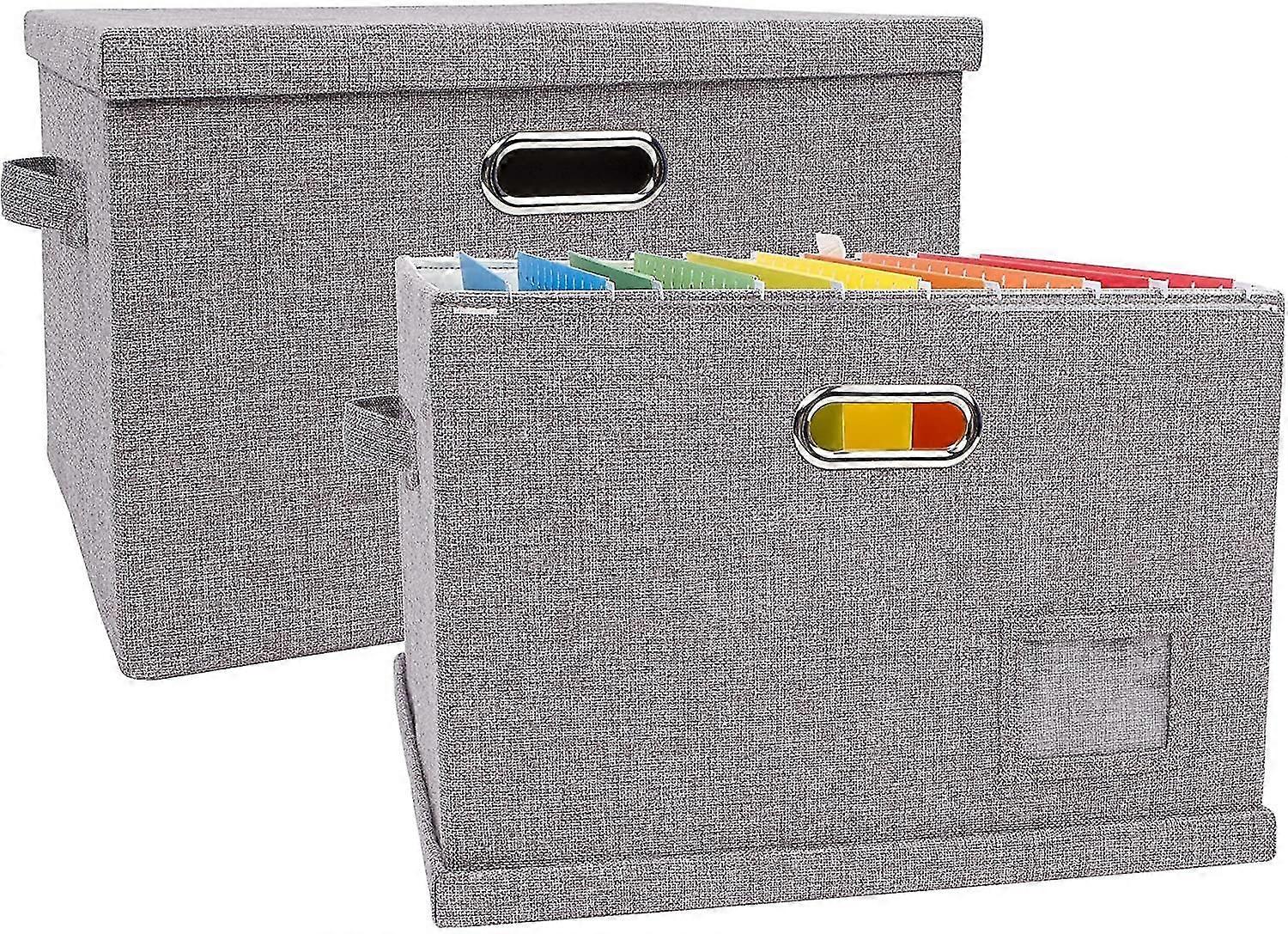Collapsible Linen File Organizer Box, Easy To Slide File Folders, Compatible With Letter/legal Hanging Filing Organizationdurable File Storage Organiz