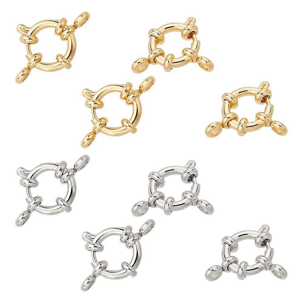 8Pcs 2 Colors 304 Stainless Steel Spring Ring Clasps Ring Platinum & Golden 12.5x4mm Hole: 2.5mm 4pcs/color