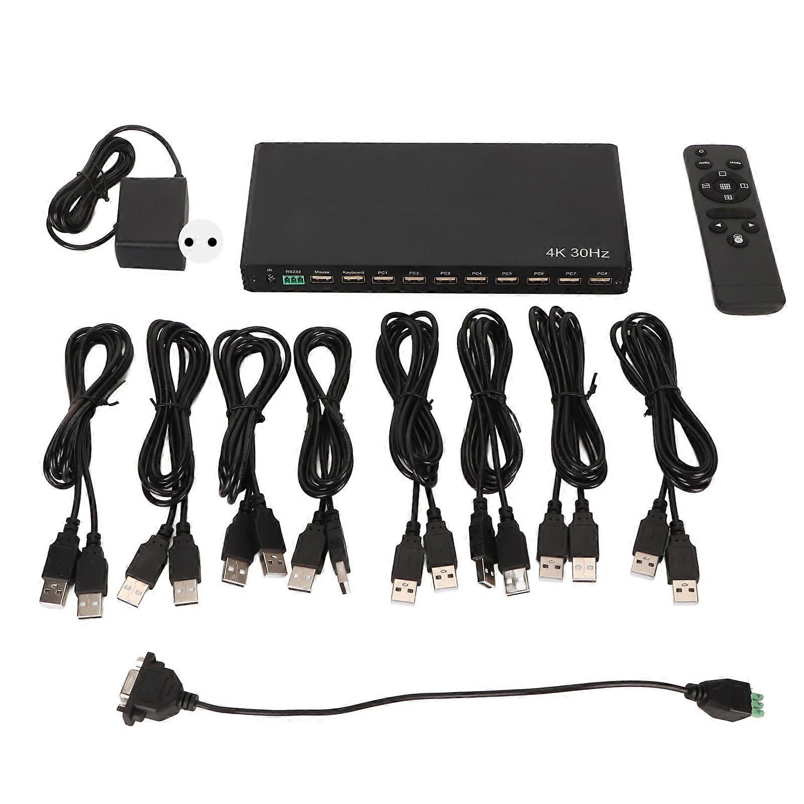 4K 8x1 HDMI Splitter Switcher - Bidirectional, 3D Support, USB Ports, EU Plug