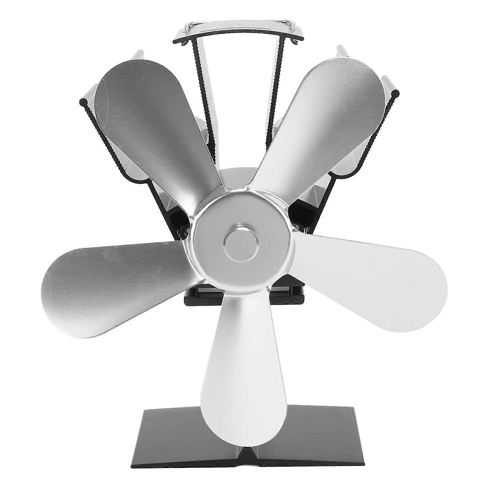 5 Blades Heat Powered Fan for Wood Burning Stove Pellet Log Burner Fireplace Vertical Rectangular