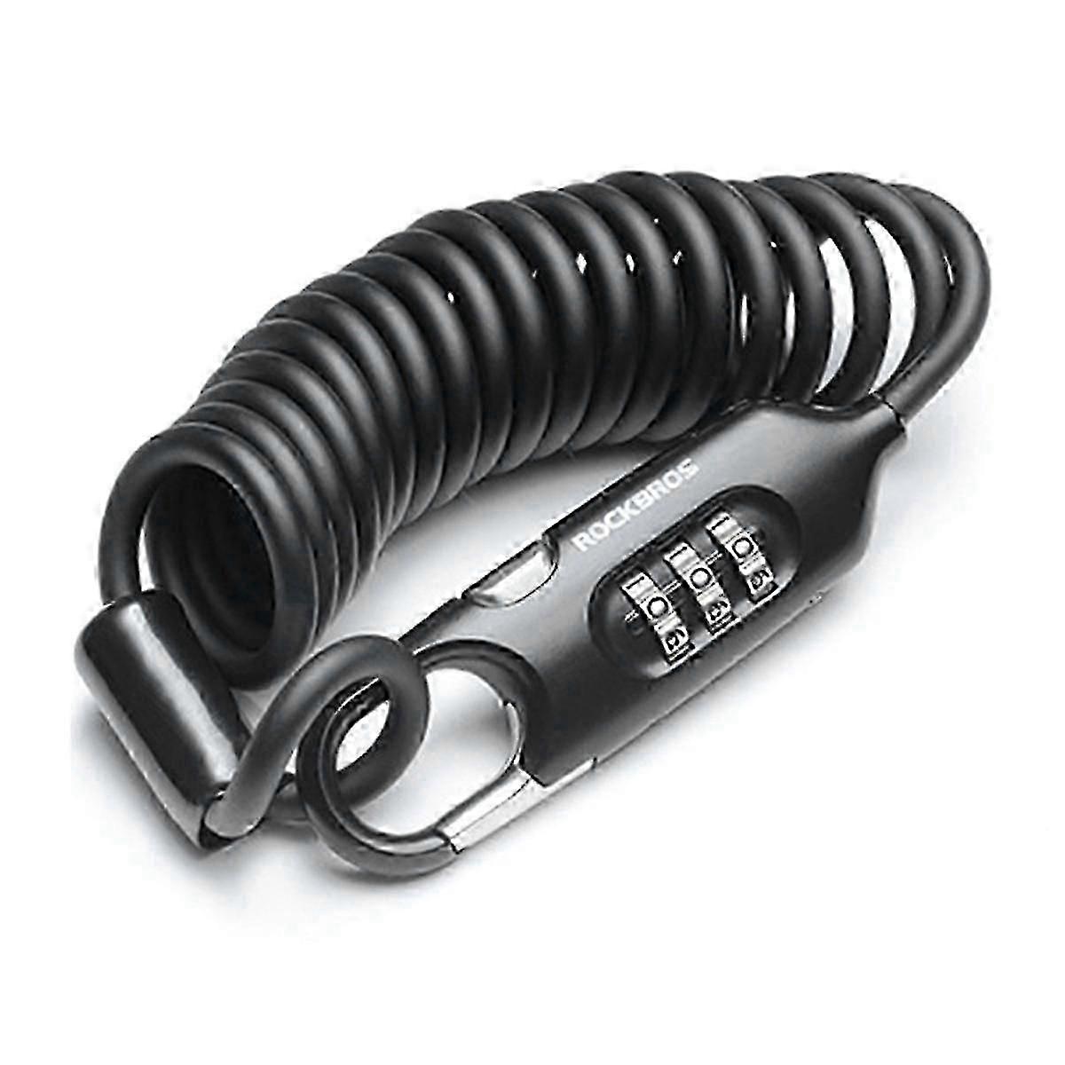 Portable Bike Lock 3-digit Combination Cable Lock Helmet Accessory (black)