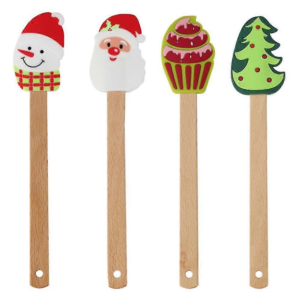 4 Pcs Silicone Spatula, Kitchen Baking Spatula Set for Jam Cream Slicing