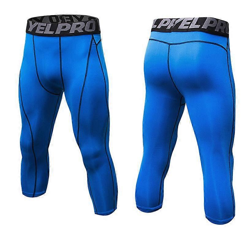 Men Cropped Trousers Running leggings Fitness Cycling Training Joggers Home Gym Compression Tights 3/4 Short Pants