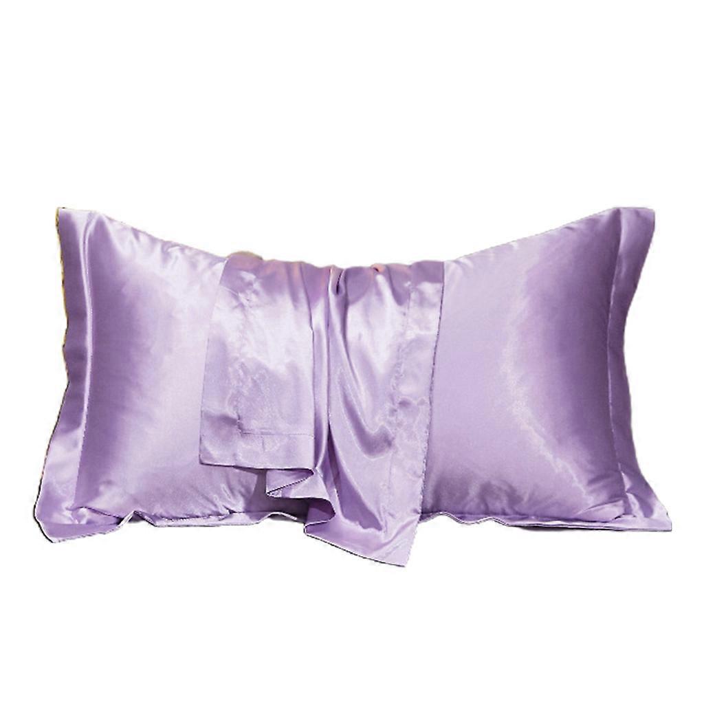 Imitation Silk Satin Pillowcase Modern Simple Solid Color Smooth Single Pillow for Case Hypoallergenic Cooling Cushion C Taro purple