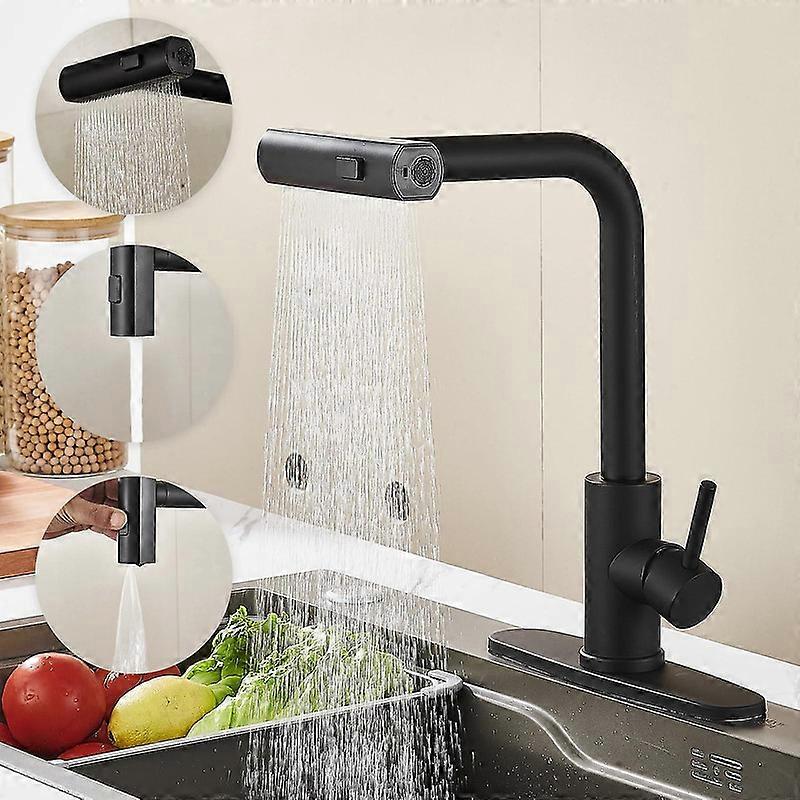 Køkkenhane med nedtrækssprøjte, vandfaldsberøring enkelthul rustfrit stål, kommercielt moderne køkkenvask med enkelt håndtag -GSL