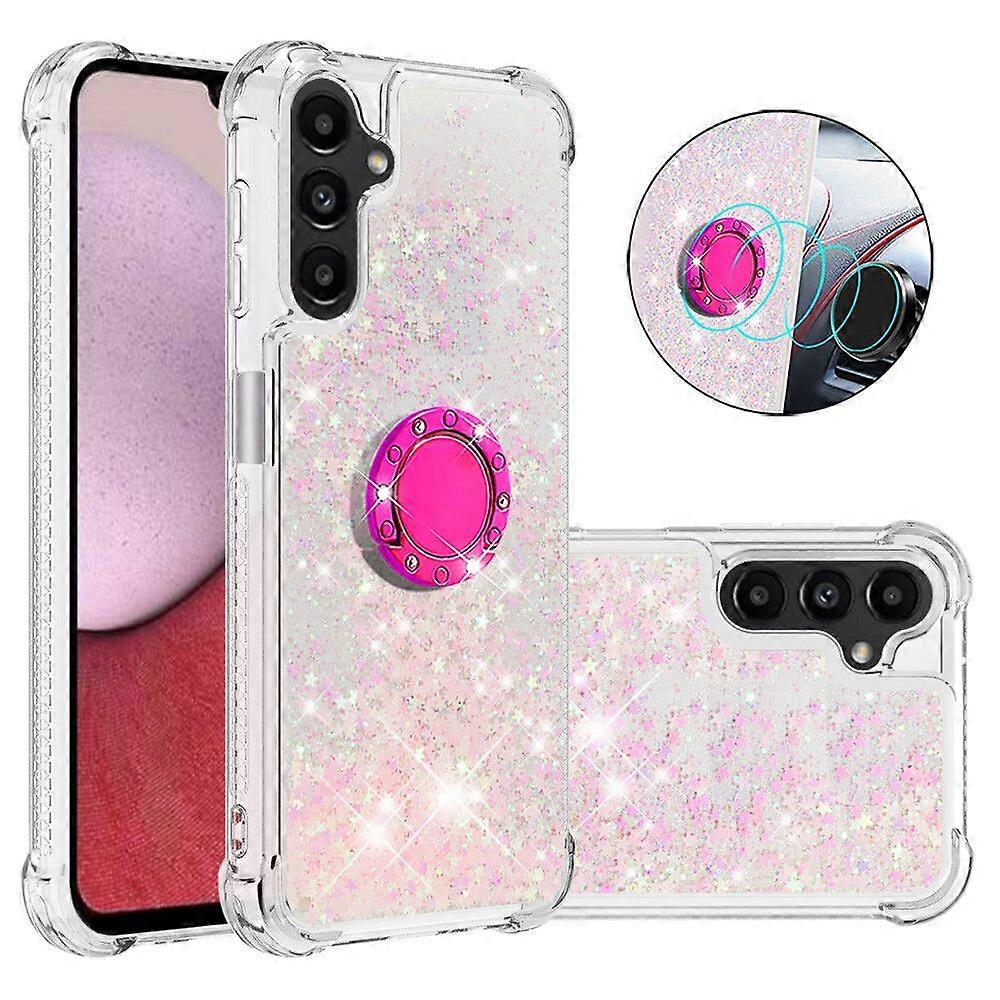 Case for Samsung Galaxy A14 5G Bling Flowing Liquid Floating Sparkle Glitter Bumper with Rotation Ring Kickstand Compatible with Samsung Galaxy A14 5G