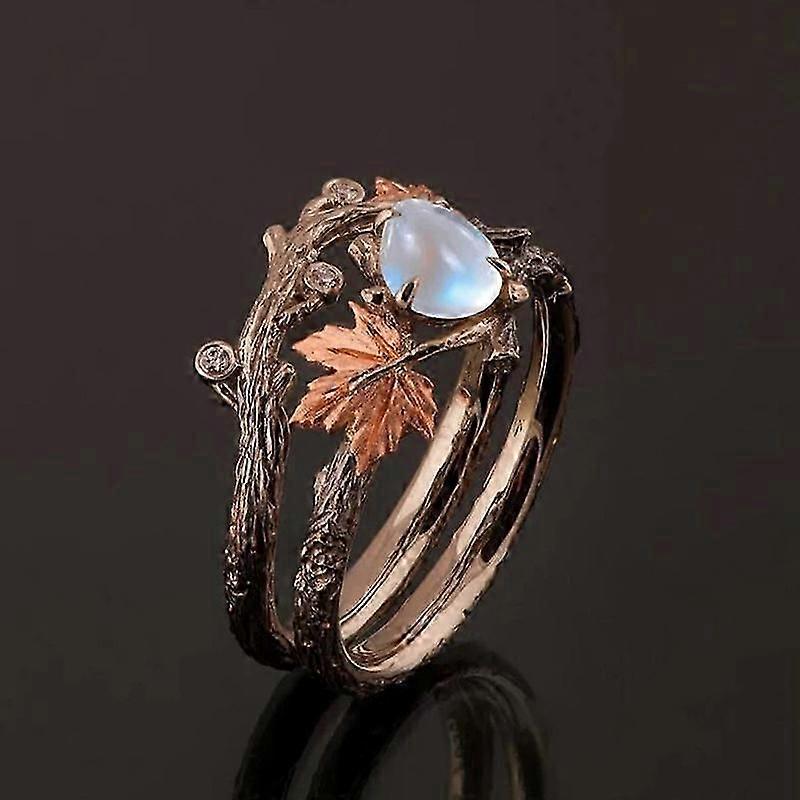Vintage Golden Maple Leaf Ring, för kvinnor