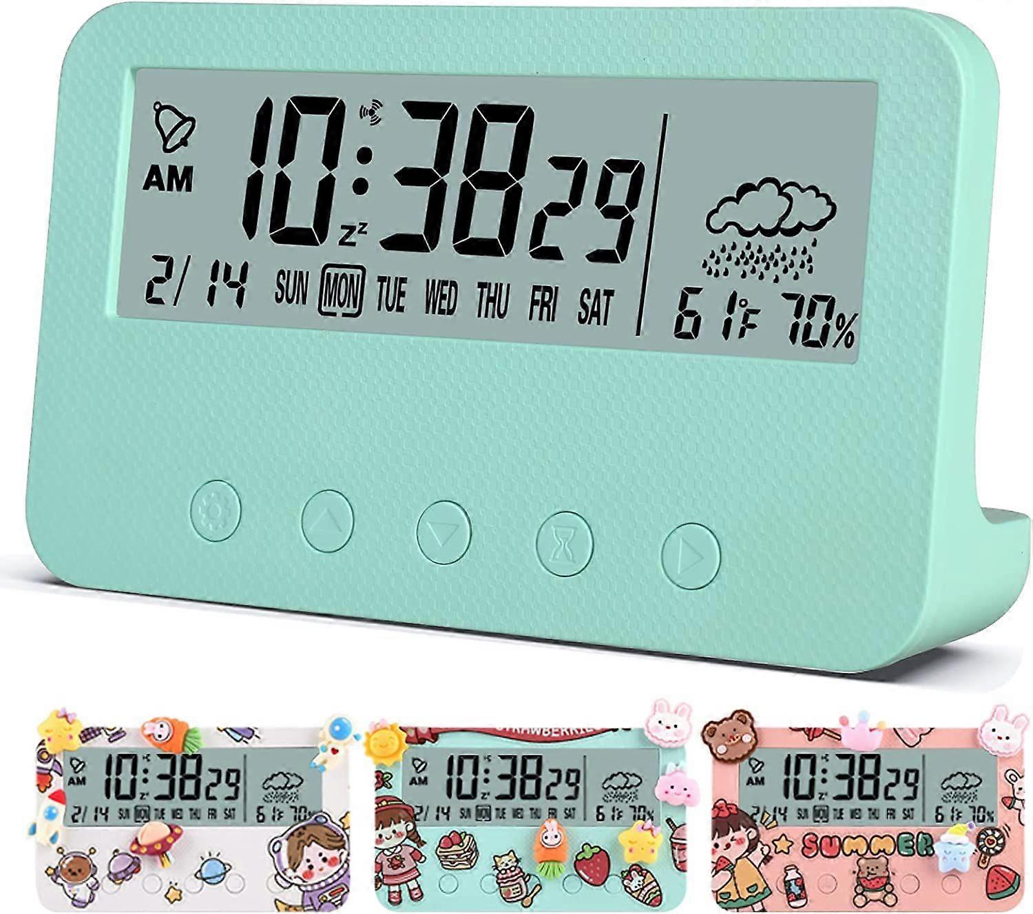 Decoration Multifunction Alarm Clock,Display time,Date,Week,Temperature,Humidity,Weather,Used for Timing,for Student Dormitory,Office,Desk.for Boys,Gi