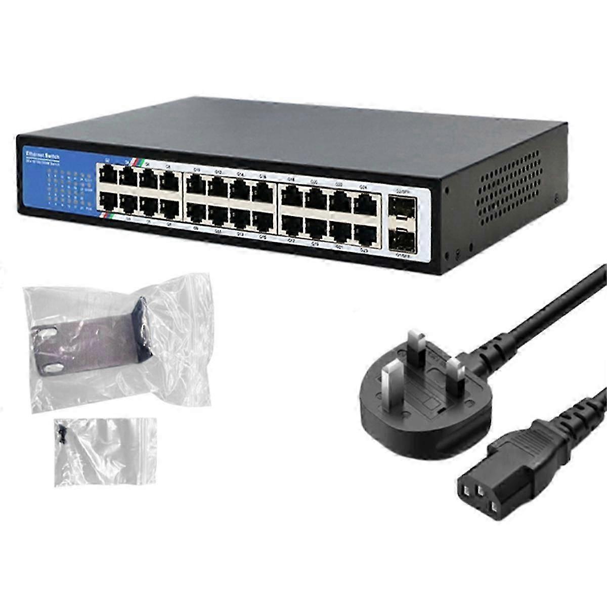 Exquisite 24+2SFP Gigabit Switch Ethernet Switch 10/100/1000Mbps Network Switches Gigabit Hub Switch for Small LAN UK Plug