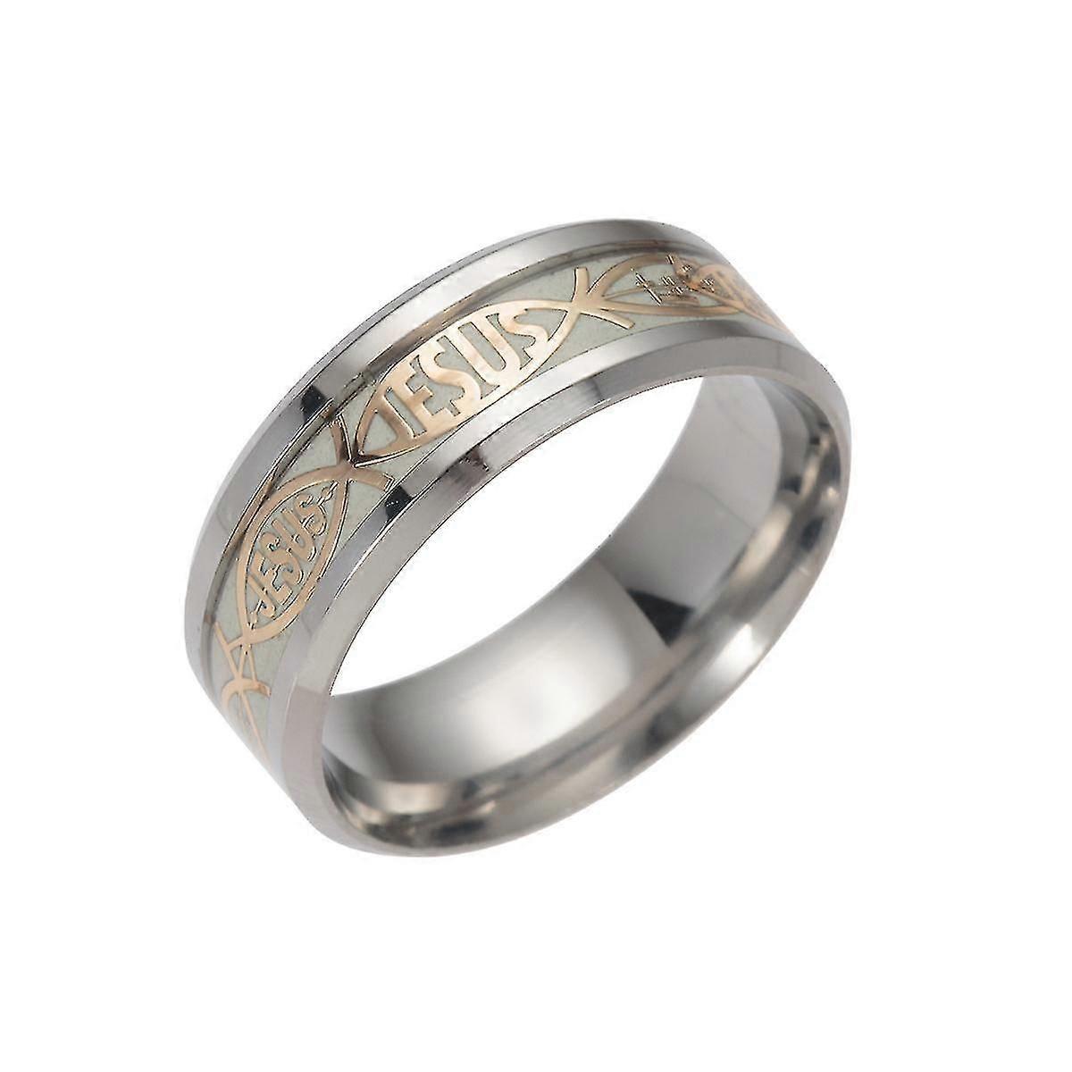 Luminous Rings Jesus Letters Men And Women Titanium Steel Ring