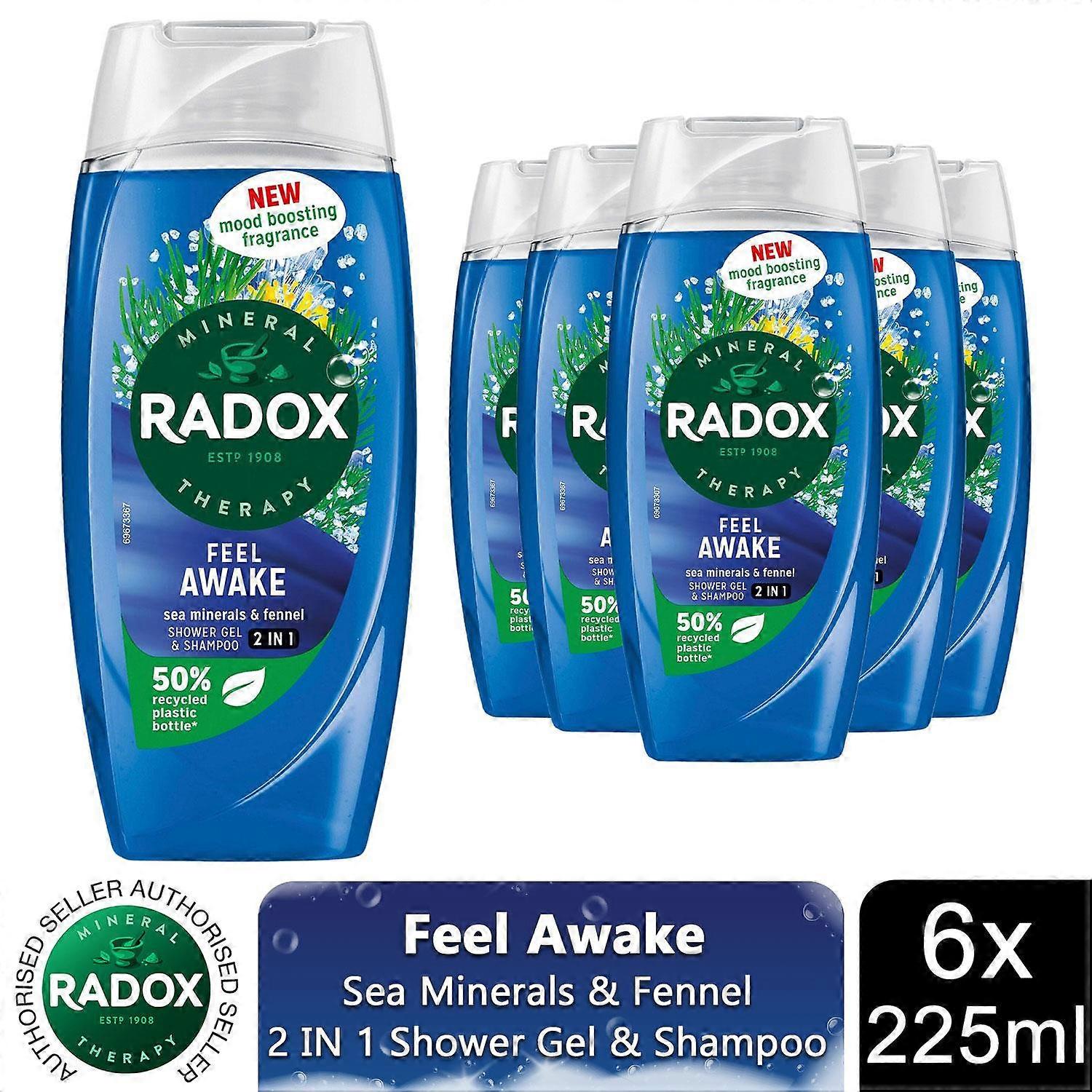 Radox Men's 6X Body Wash & Shampoo 2In1 Feel Awake With Fennel & Sea Minerals, 225Ml Size 6