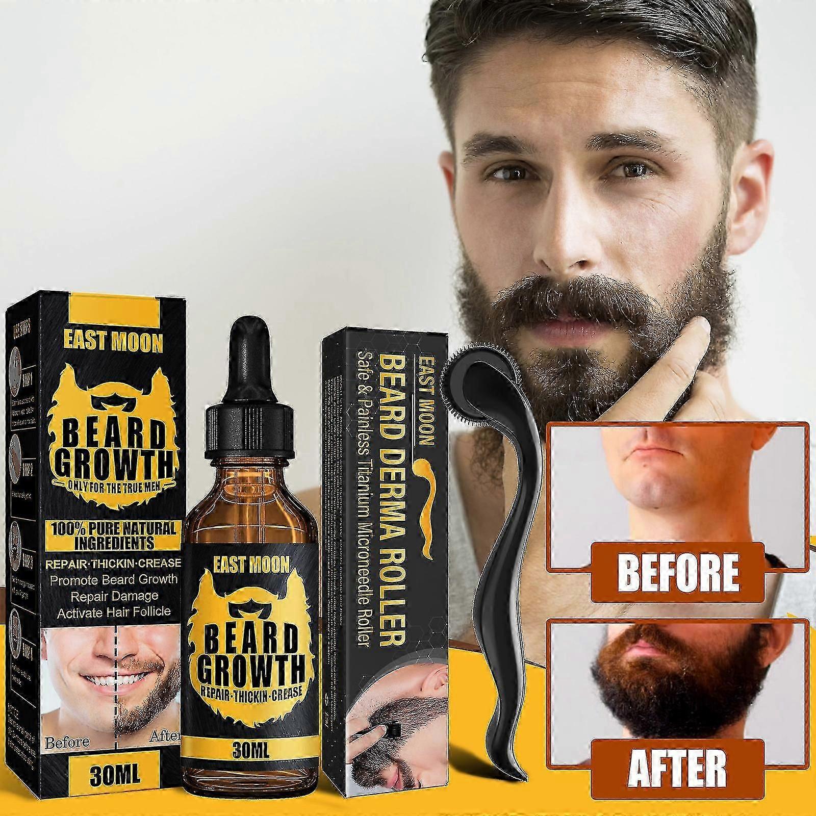 East Moon Beard Growth Serum Micro Needle Roller Set
