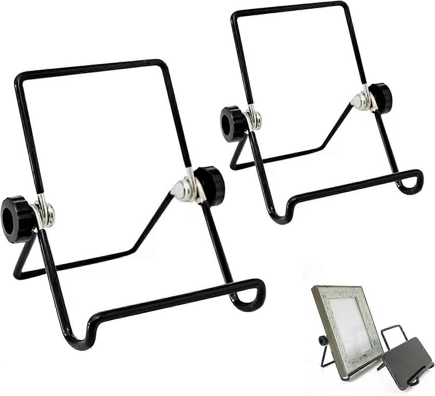 2PCS Foldable Photo Stand Holder Frame Plate Holder Decorative Easel Adjustable Foldable Shelf Small Easel Plate Metal Display Stand for Photos Books