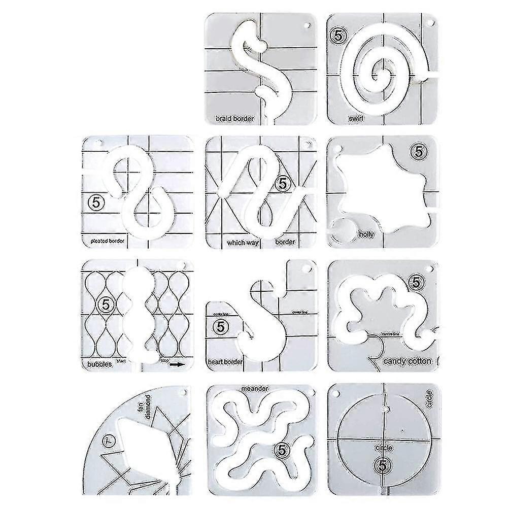 11pcs Free-motion Quilting Template Set-sewing Ruler & Clear Mark Acrylic Ruler & Ironing Ruler For-dwdz