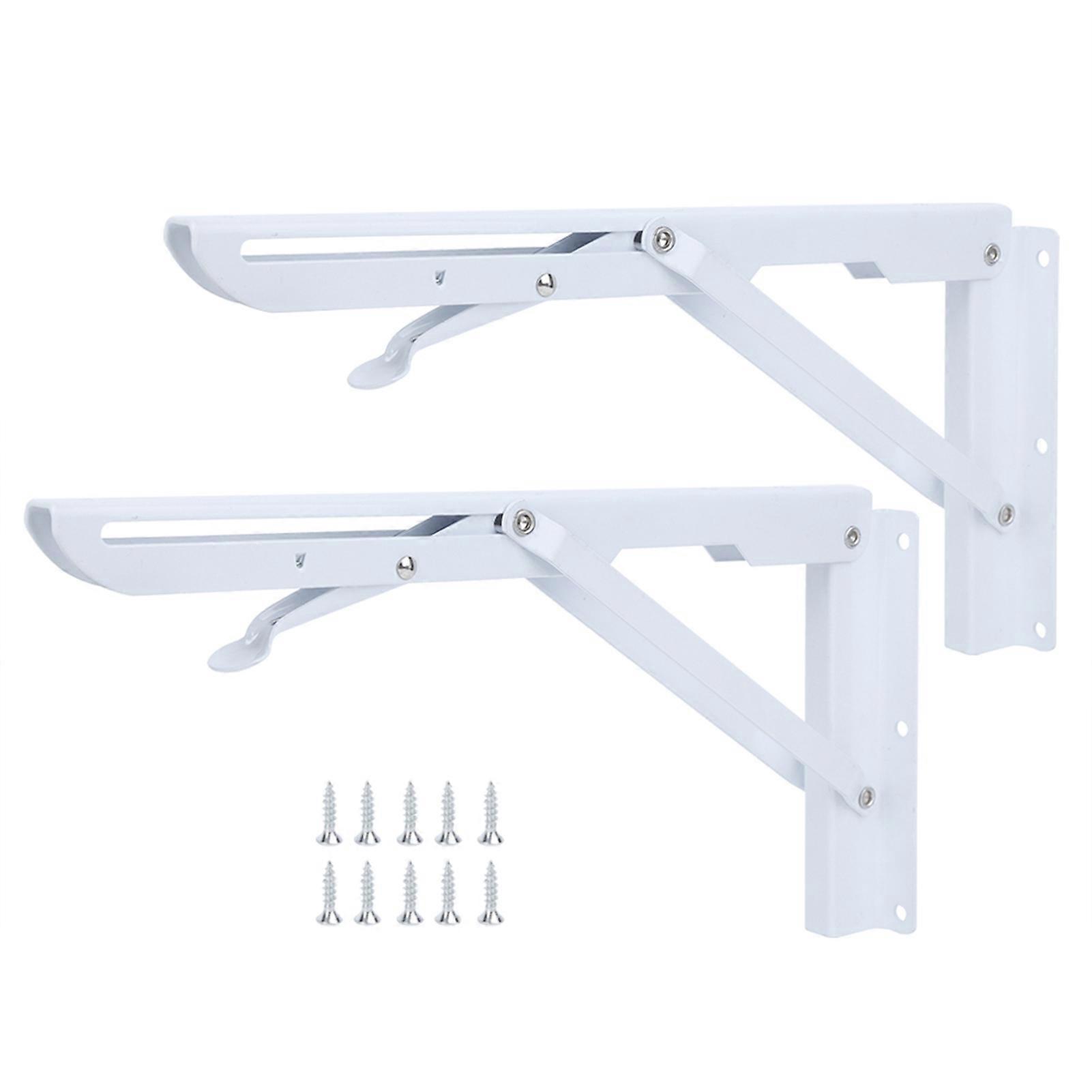2Pcs Wall-Mount Folding Shelf Bracket, Triangular Steel Angle Brackets for Home Storage, Heavy-Duty Support, 10 Inch