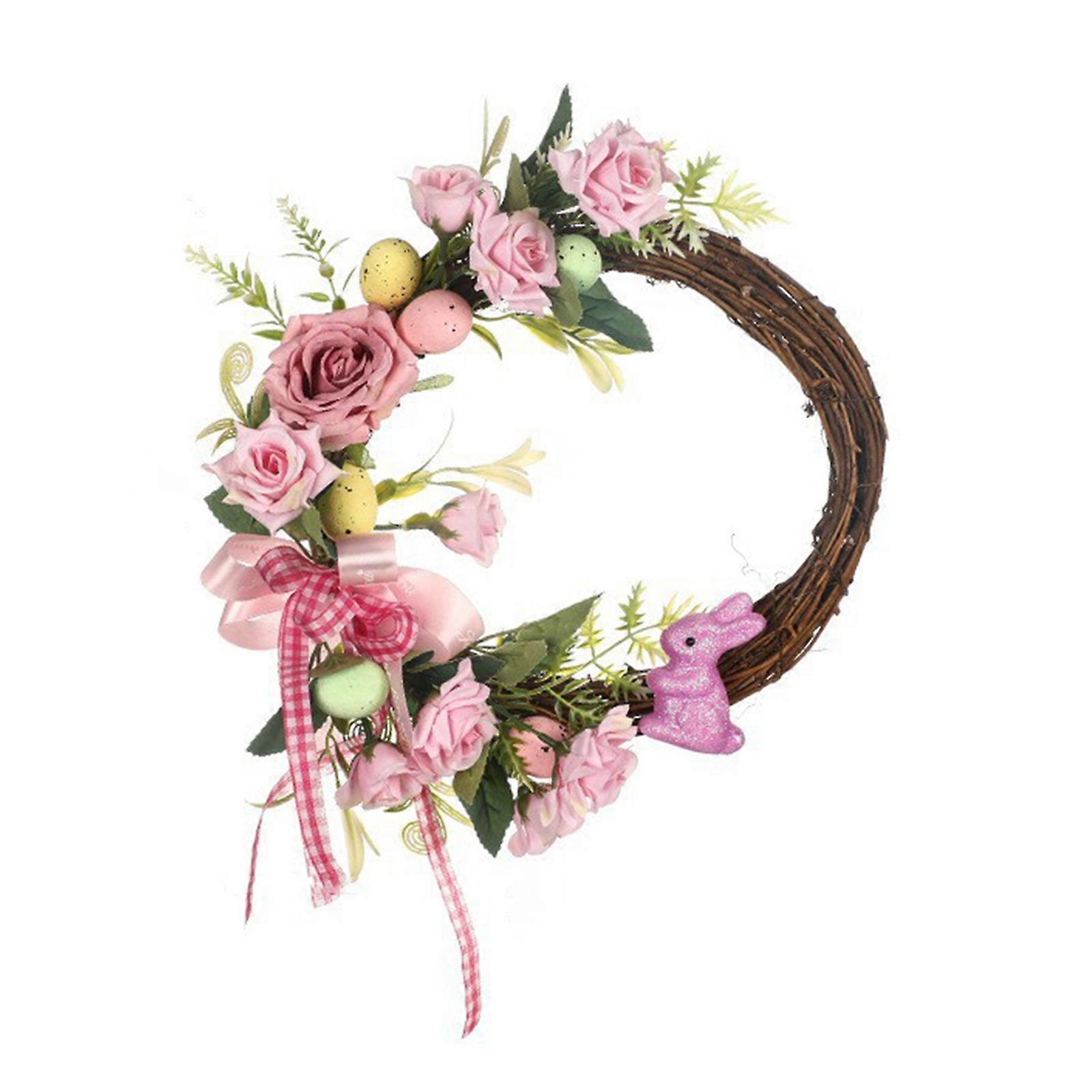 卵と花を持つ造花リースは、家の壁と庭の装飾ドアハンギングのための手作りガーランドです