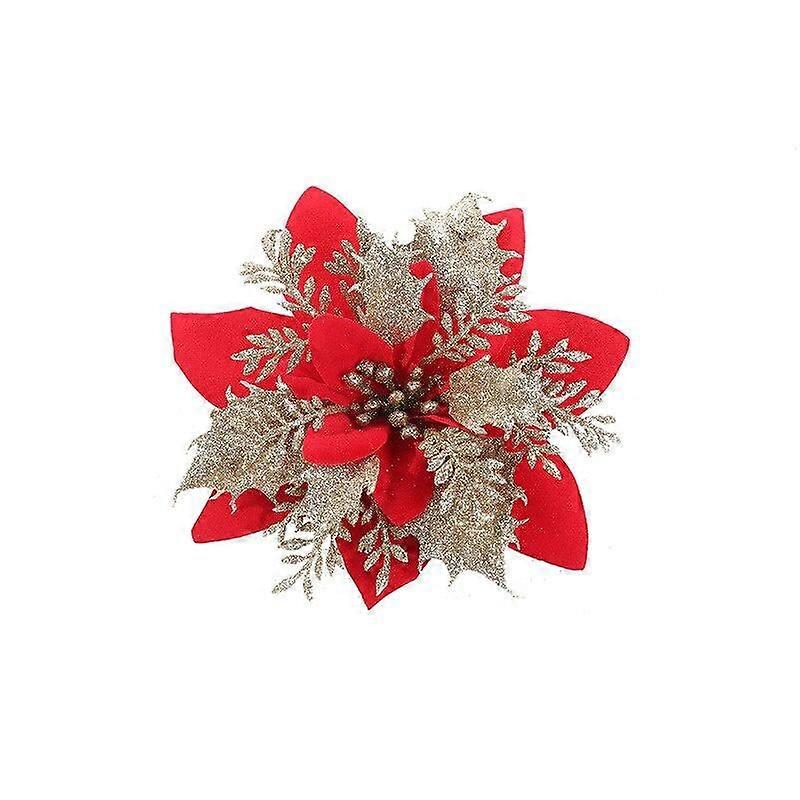 Christmas Flowers Poinsettia Artificial Flowers with Clip Christmas and New Year Party Floral Decorations