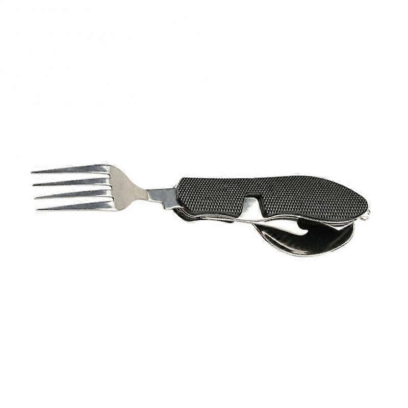 Foldable 3-in-1 spoon cutlery opener Stainless steel four feature folding pocket cutlery kit Outdoor cutlery set