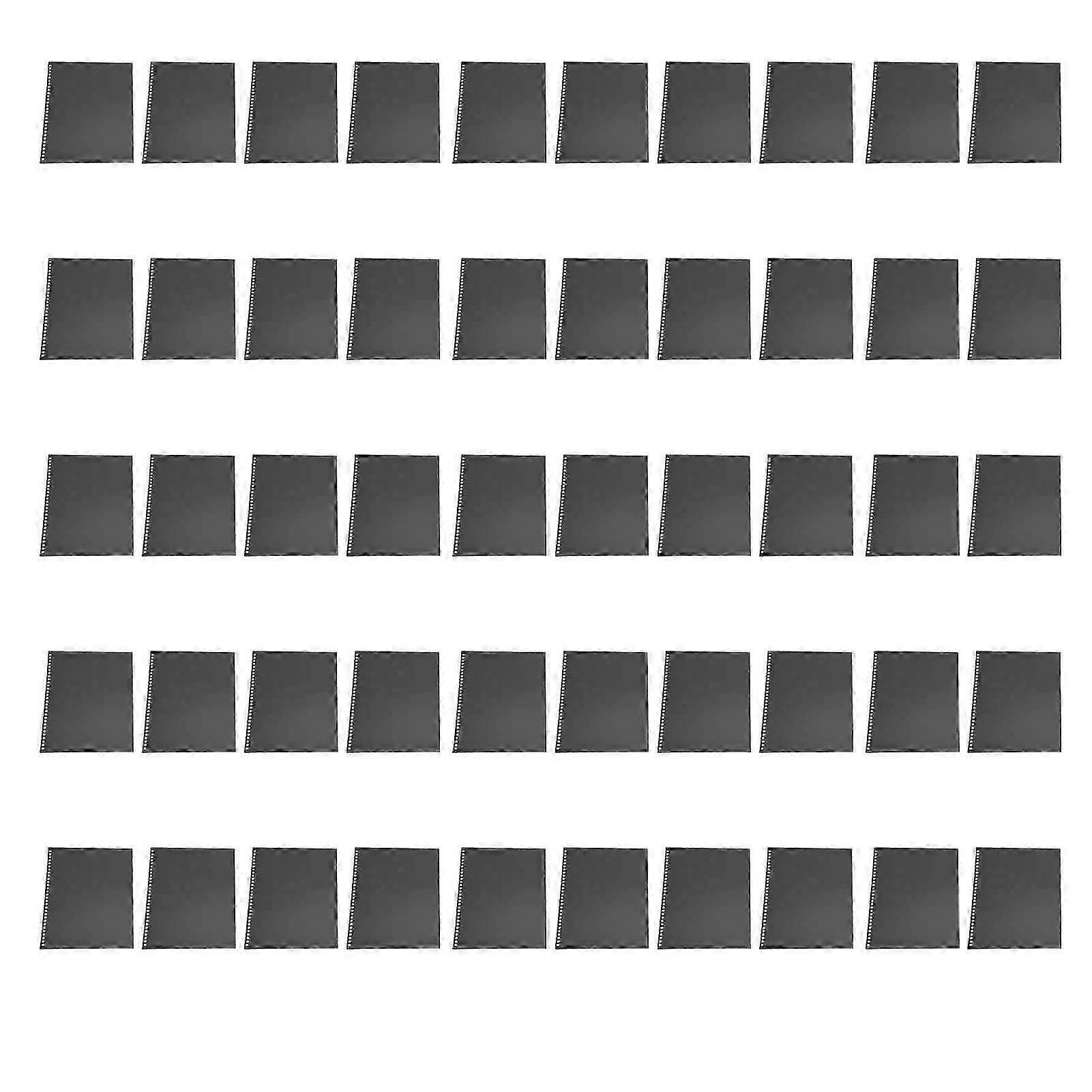 50pcs Sheet Protectors 30 Hole A4 Flexible Frosted Translucent Waterproof Reusable Binding Covers for Reports Presentations Black