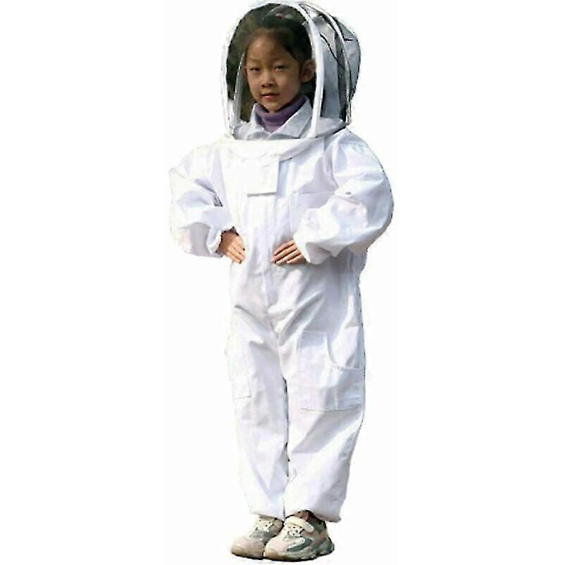 Imkerbekleidung, Weiße Kinderschutzbekleidung für die Imkerei - langärmelige Baumwolle, Kinderschutz Größe M (1,2 Meter empfohlene Körpergröße 80-1