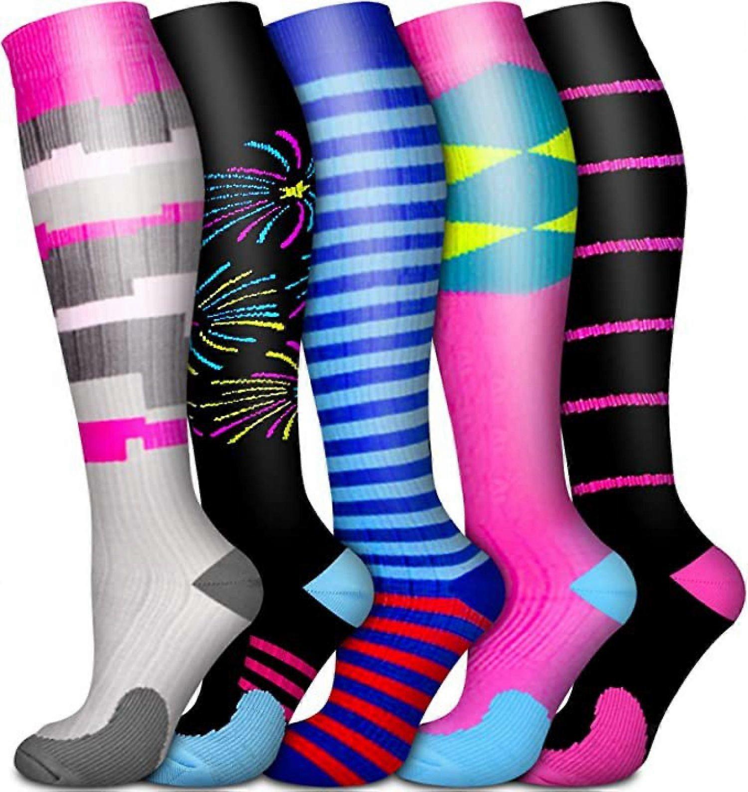 Form Fitting Lightweight Compression Socks, Graduated Compression for Decrease Swelling and Fatigue, Fun Unequal Designs for All Day Comfort and