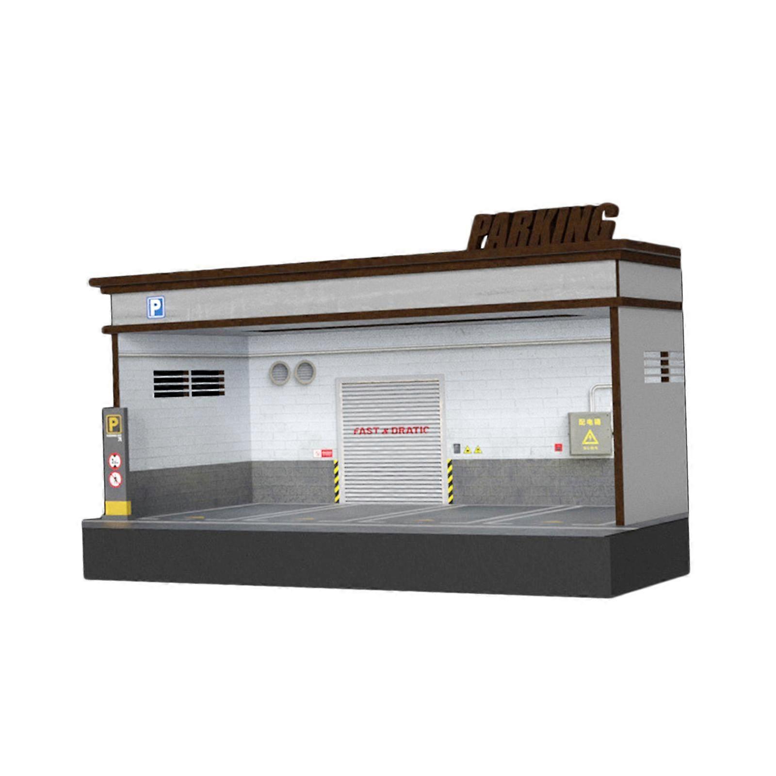1/64 Parking Lot Scene Display Case Model Car Garage Desktop Decor Layout