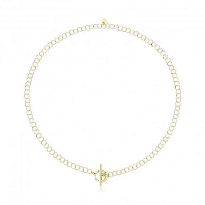 Acotis Silver Necklace Gold Plated Circle Link T-Bar G3400GP