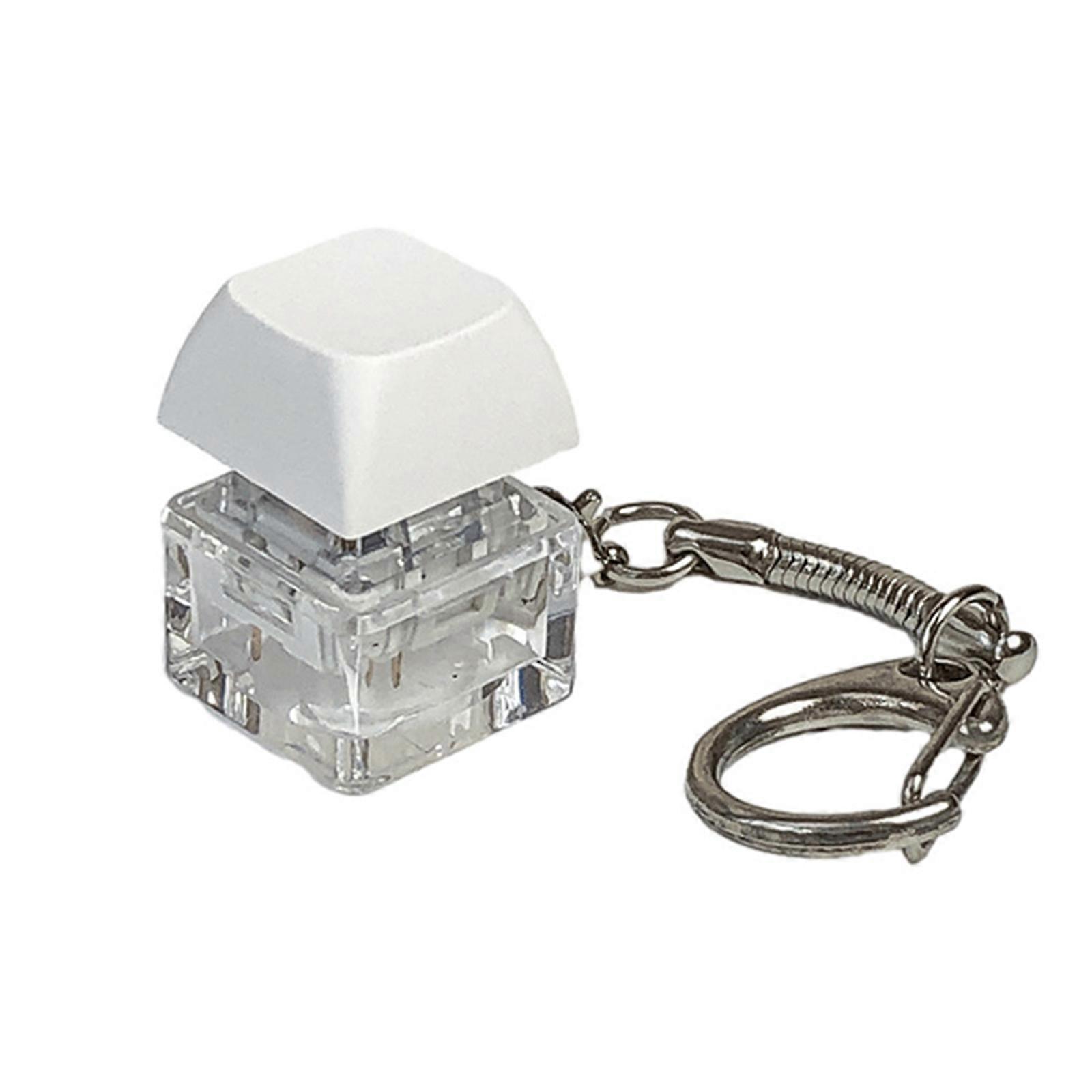 1/6 pcsStylish Fidget Toy Keychain Mechanical Switch Shaped Key Chain Versatile Fingertip Button Keyring Key Accessories White