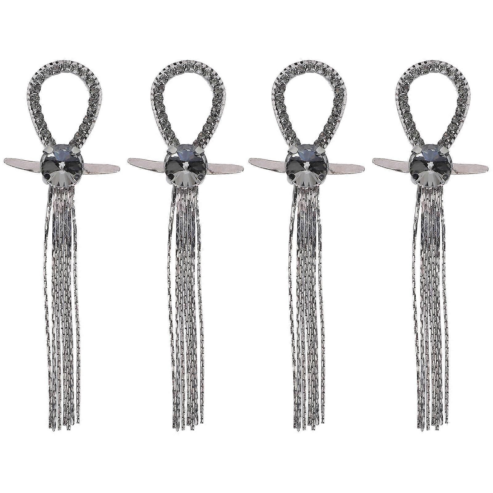 4pcs Circle Rhinestones Tassel Chain Shoe Buckles Γυναικεία αξεσουάρ διακόσμησης μπότας