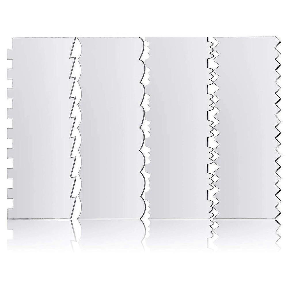 4Pcs Transparent Acrylic Cake Scraper Kitchen Decorating Contour Comb Cake Edge Smoother Tool