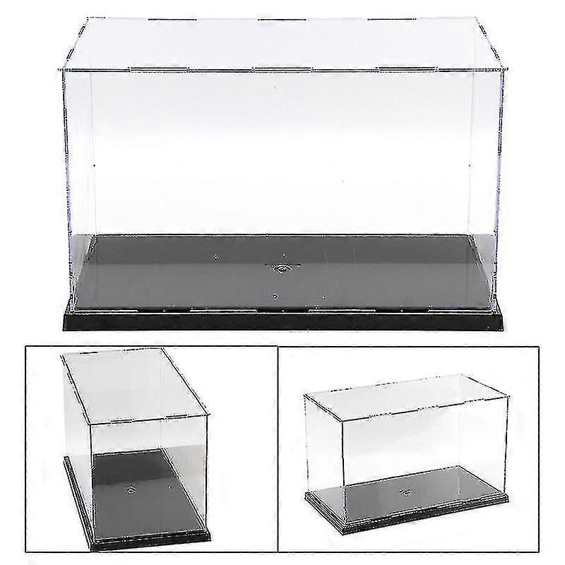 30cm Perspex Acrylic Display Case H Box Plastic Base Dustproof Figure Trophy New