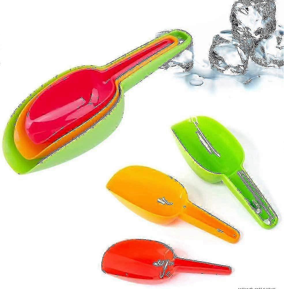 3-Piece Plastic Scoops for Pets & Kitchen Ideal for Ice, Flour, Popcorn & More