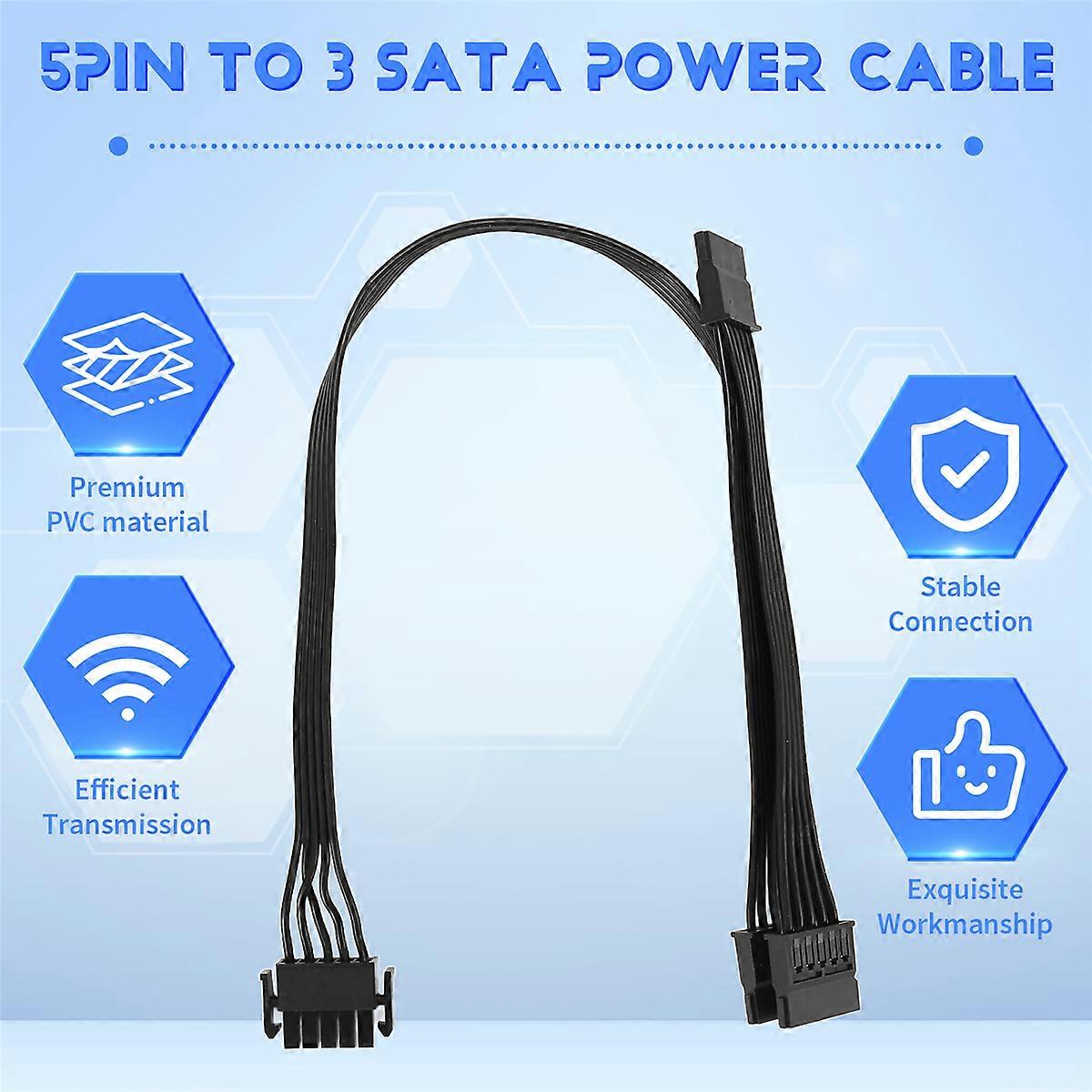 5Pin to 3 Port SATA Peripheral Power Supply Cable for Modular