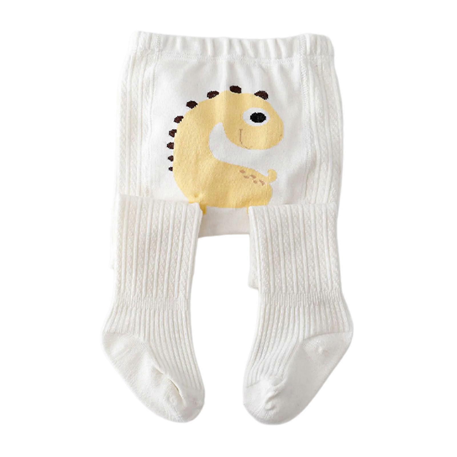 חותלות נושמות לילדה קטנה גרביונים כותנה סרוקים גרביים מרופדות צמר גרביונים מצוירים לילדים גרביונים מצוירים לסתיו חורף לבן S